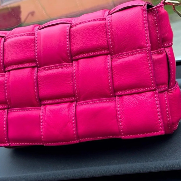 UNICA! Firenze Fushia pink ITALIAN LEATHER WOVEN CROSSBODY NWT! - Picture 3 of 17